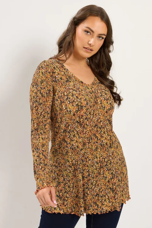 Yours Curve Orange Floral Tunic Top - 34-36 Image 1