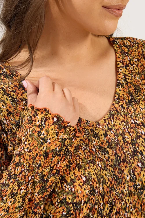 Yours Curve Orange Floral Tunic Top - 34-36 Image 4