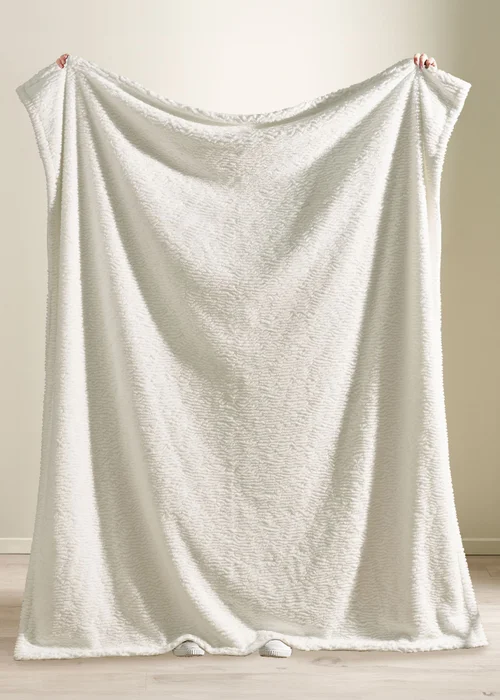 Catherine Lansfield Textured Wave Faux Fur 150x200cm Blanket Throw Cream - One Size Image 2