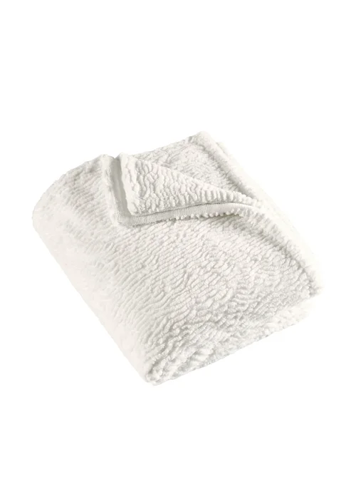Catherine Lansfield Textured Wave Faux Fur 150x200cm Blanket Throw Cream - One Size Image 4