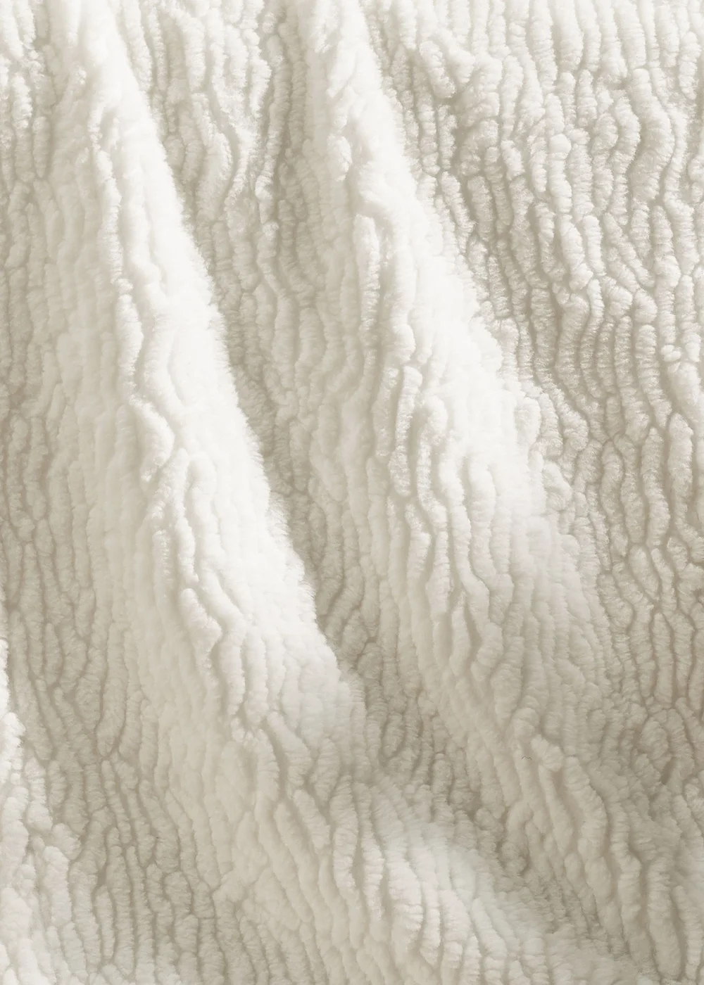 Catherine Lansfield Textured Wave Faux Fur 150x200cm Blanket Throw Cream - One Size Image 3