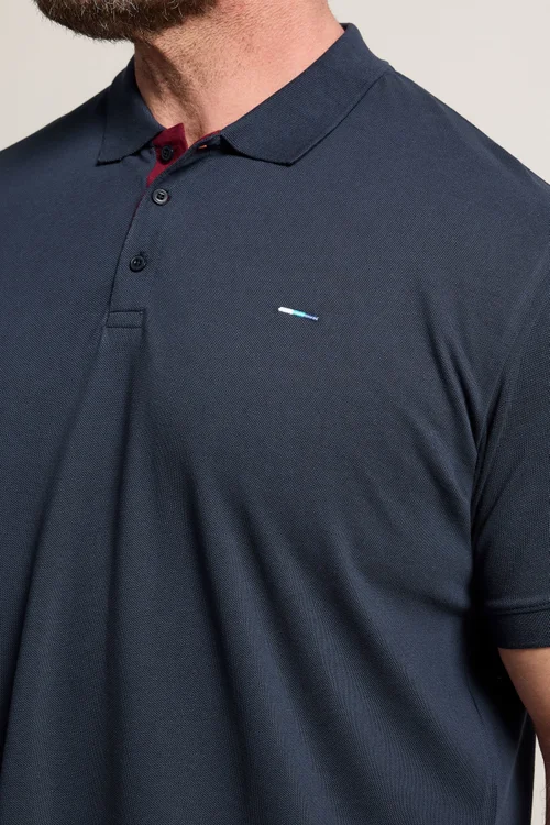 BadRhino Navy Blue & Red Contrast Polo Shirt - 4XL Image 4