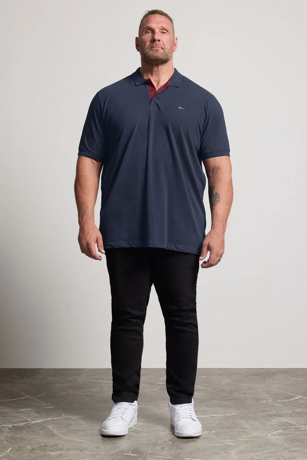 BadRhino Navy Blue & Red Contrast Polo Shirt - 4XL Image 2