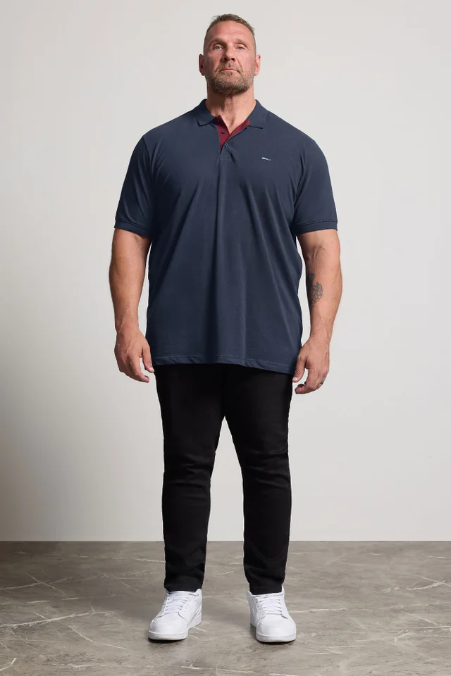 BadRhino Navy Blue & Red Contrast Polo Shirt