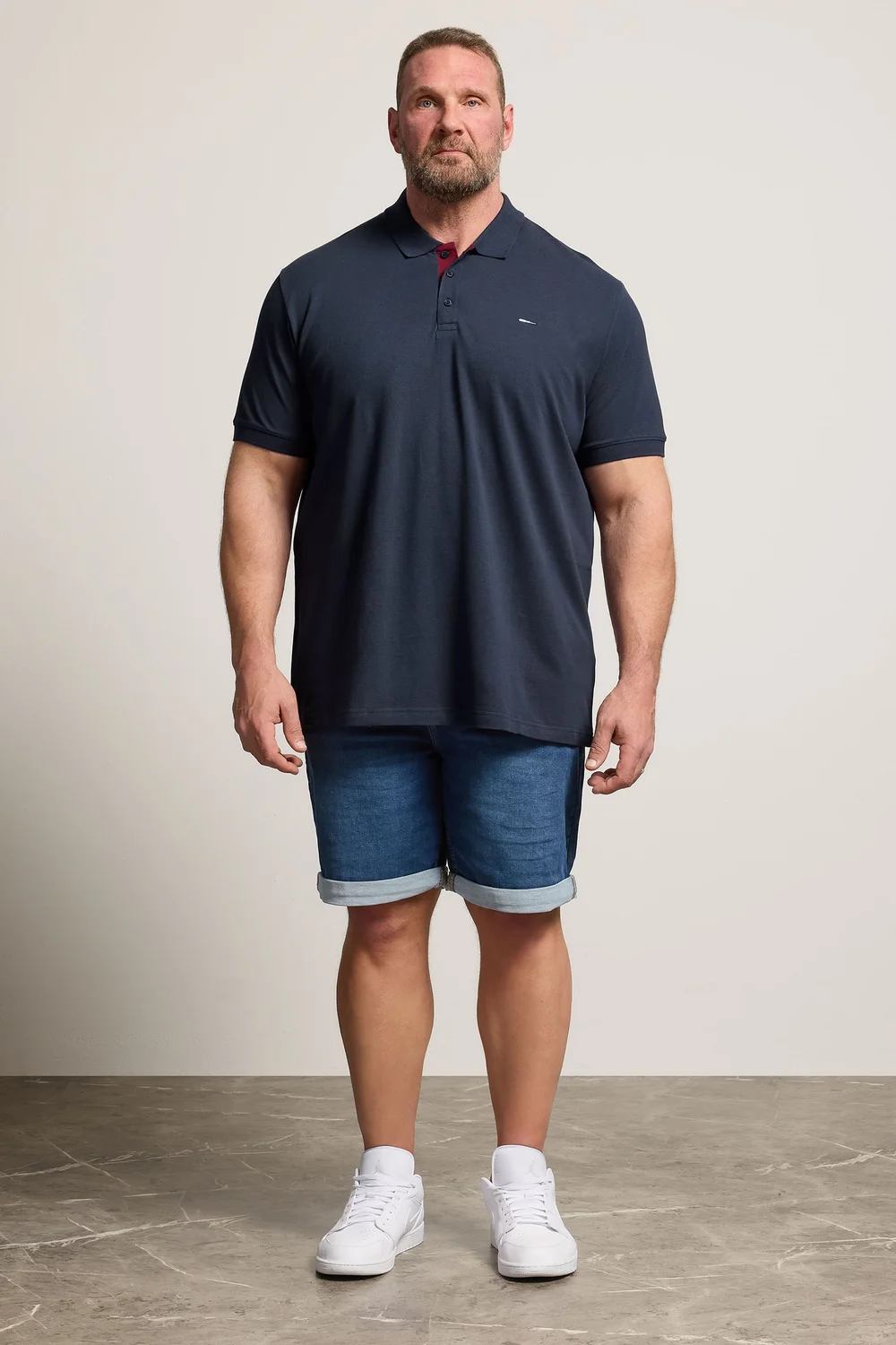 BadRhino Navy Blue & Red Contrast Polo Shirt - 4XL Image 2