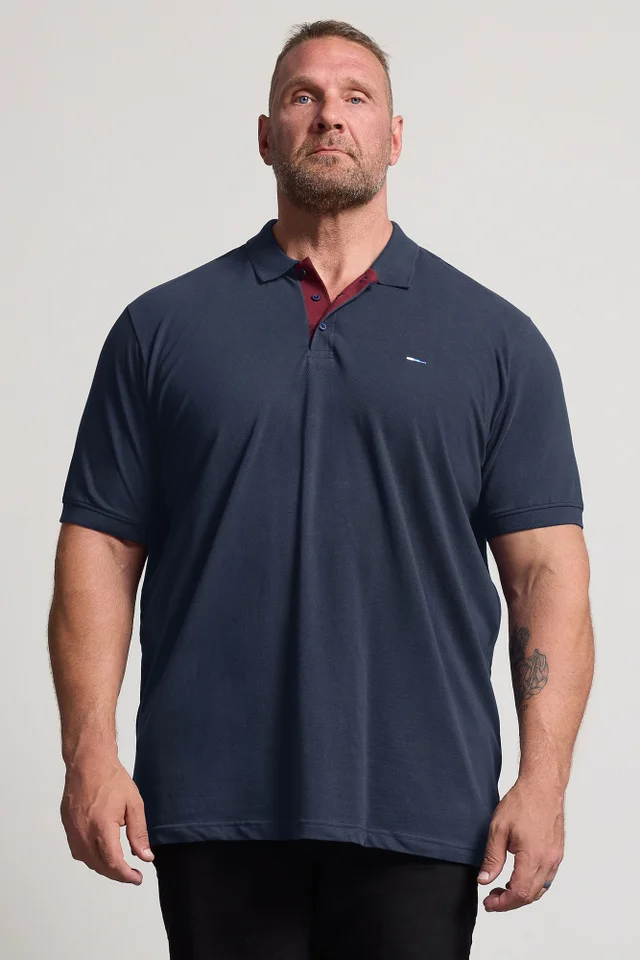 BadRhino Navy Blue & Red Contrast Polo Shirt