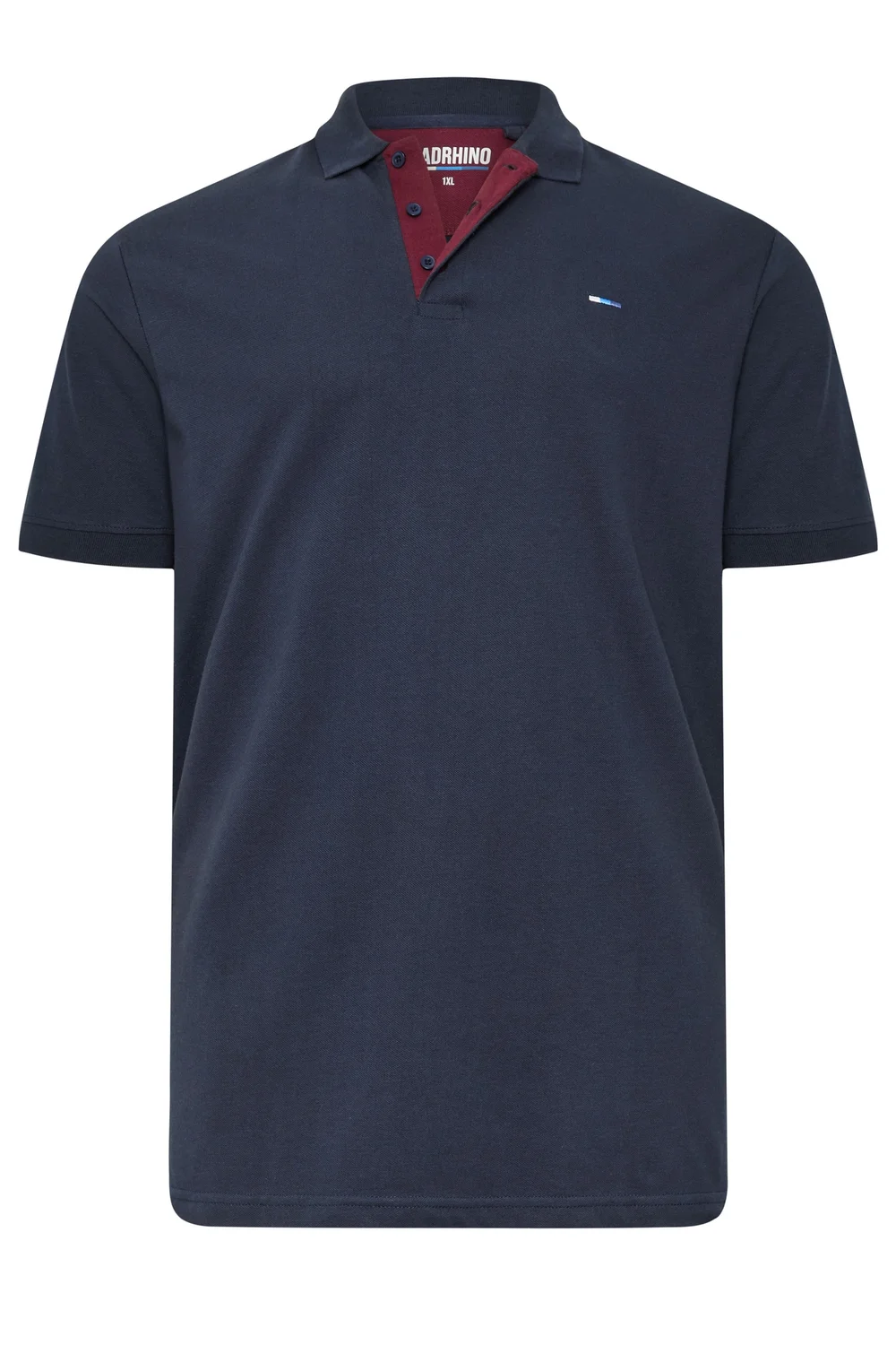 BadRhino Navy Blue & Red Contrast Polo Shirt - 4XL Image 5