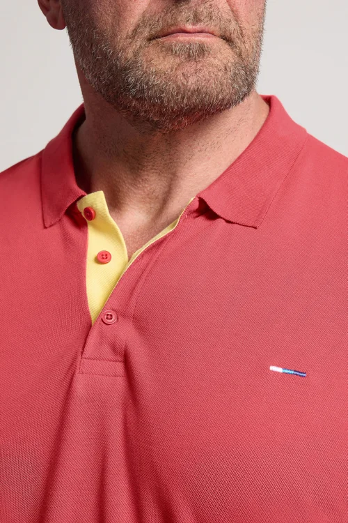 BadRhino Pink & Yellow Contrast Short Sleeve Polo Shirt - XL Image 4