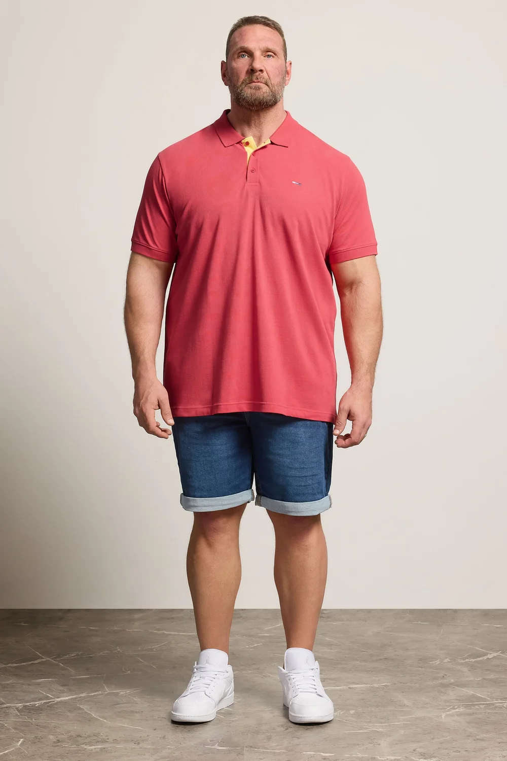 BadRhino Pink & Yellow Contrast Short Sleeve Polo Shirt - XL Image 2