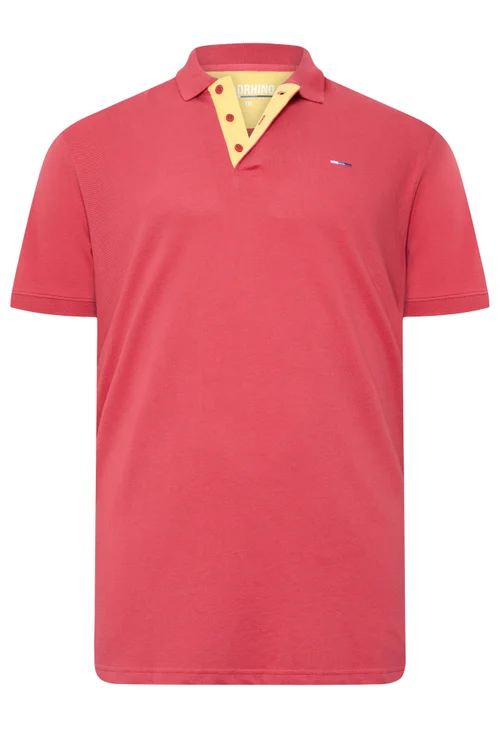 BadRhino Pink & Yellow Contrast Short Sleeve Polo Shirt - XL Image 5
