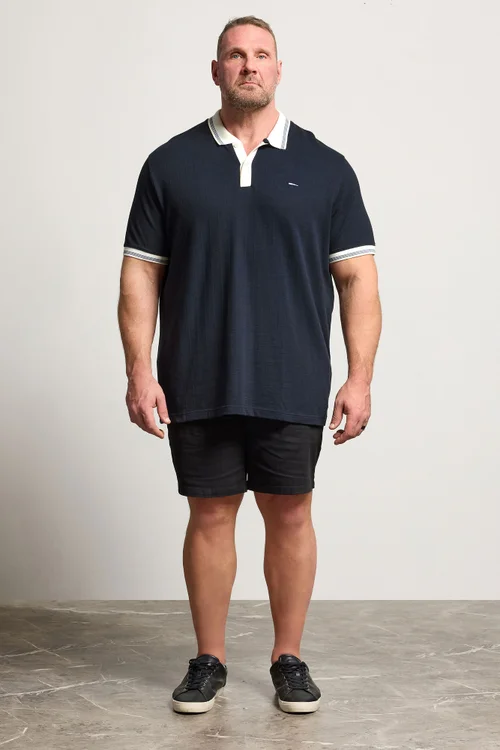 BadRhino Blue Mini Check Tipped Polo Shirt - 3XL Image 3