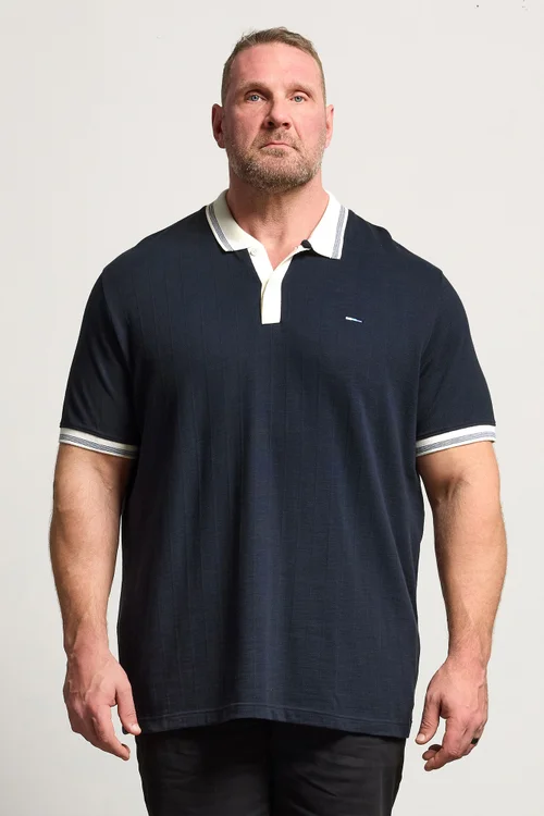 BadRhino Blue Mini Check Tipped Polo Shirt - 3XL Image 2