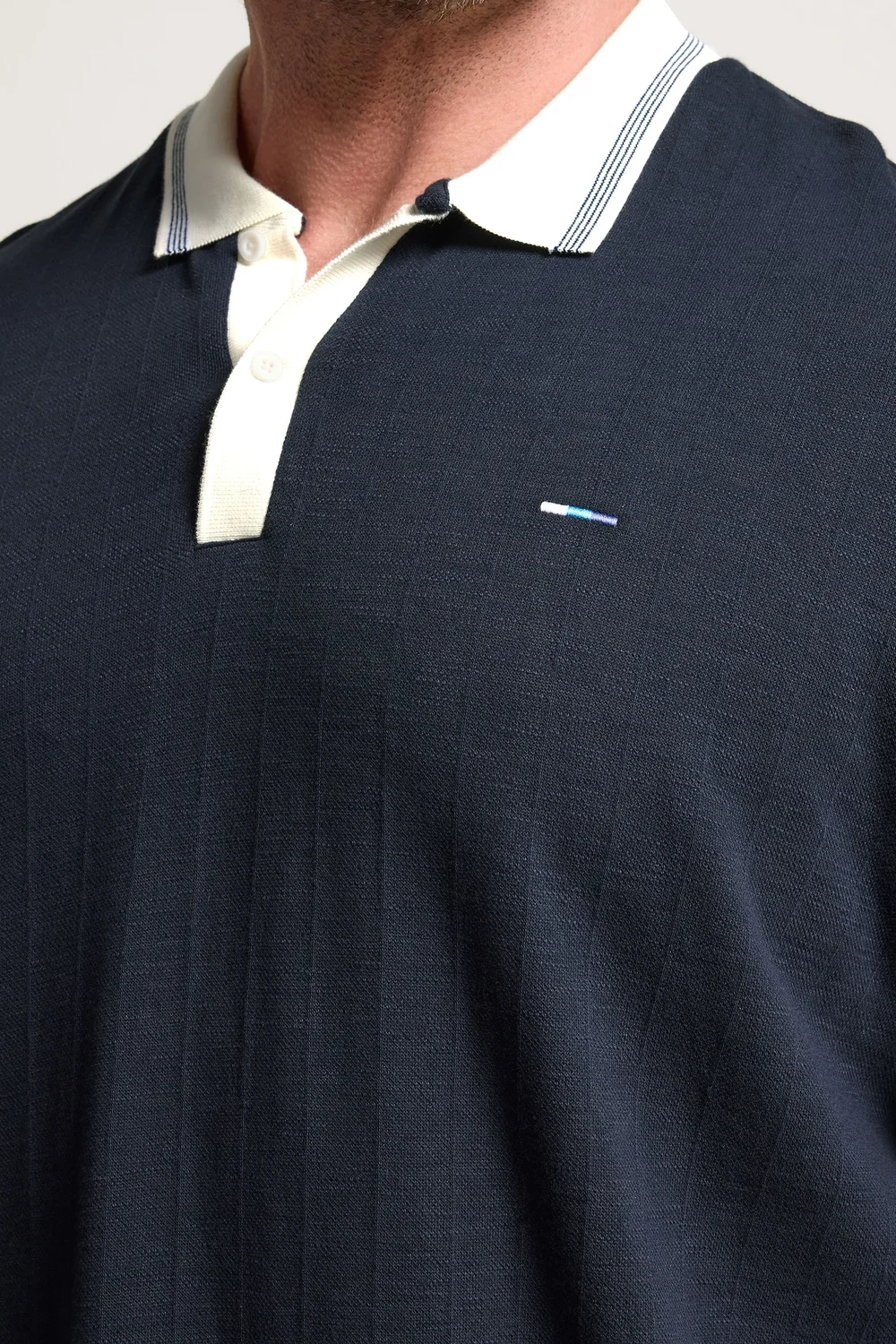 BadRhino Blue Mini Check Tipped Polo Shirt - 3XL Image 5