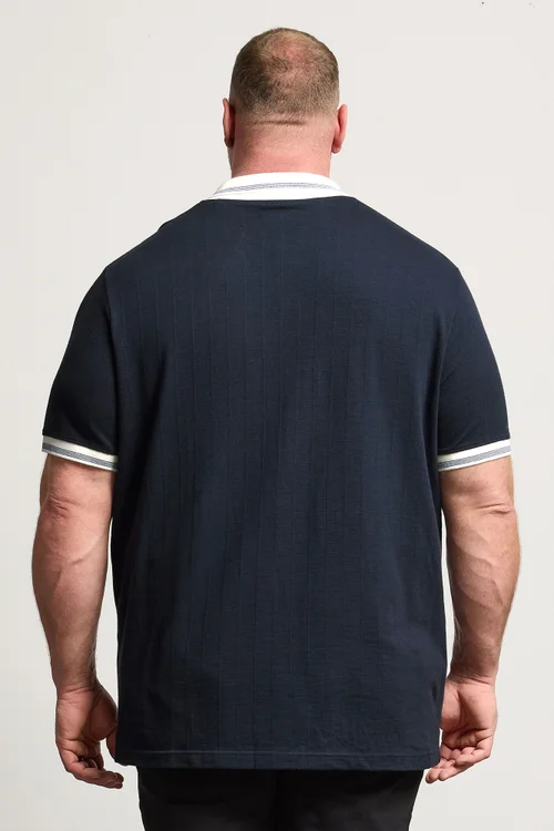 BadRhino Blue Mini Check Tipped Polo Shirt - 3XL Image 4