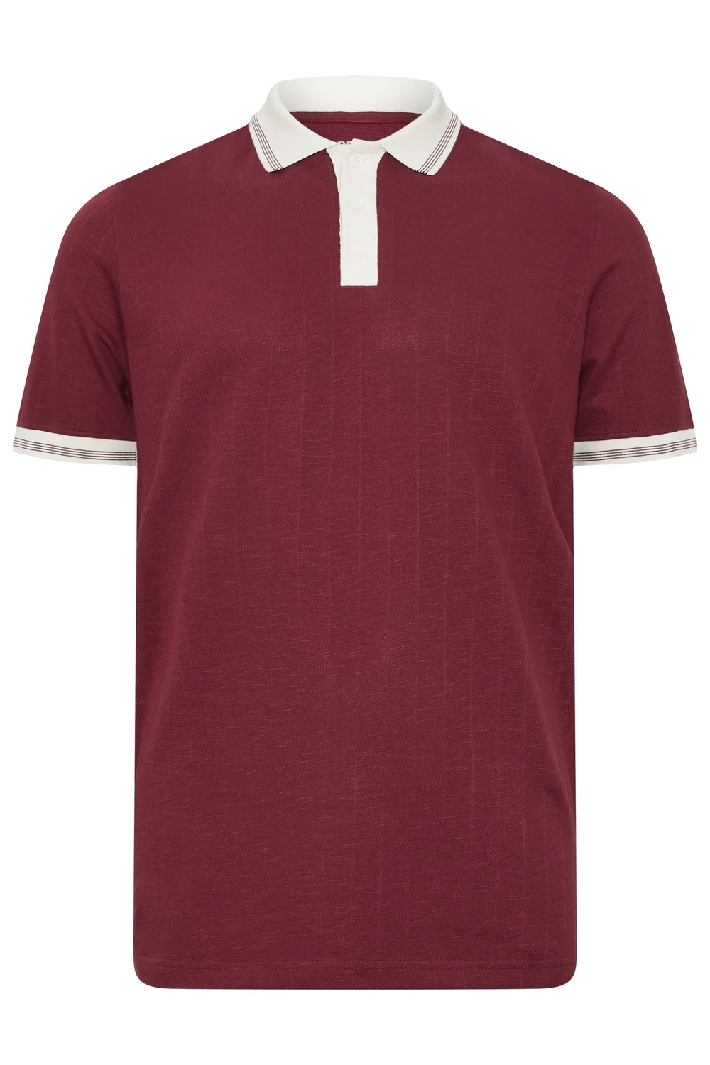 BadRhino Wine Red Mini Check Tipped Polo Shirt - 7-8XL Image 5