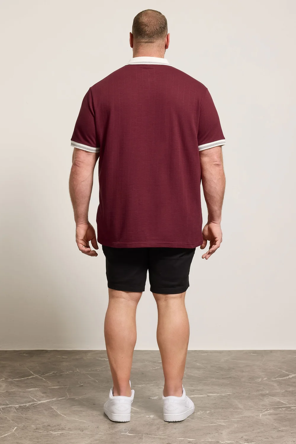 BadRhino Wine Red Mini Check Tipped Polo Shirt - 7-8XL Image 3