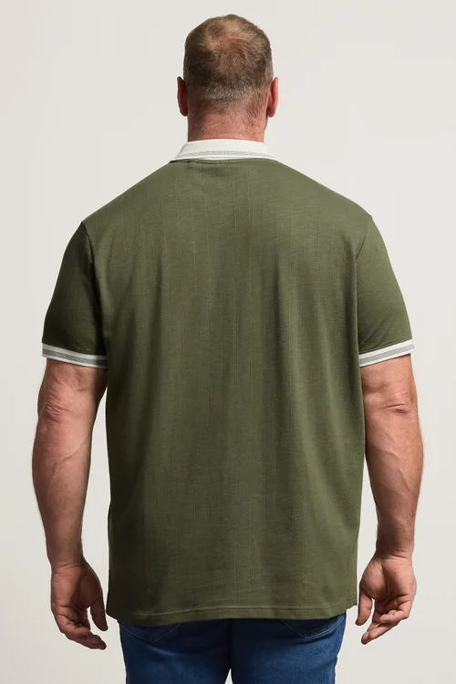 BadRhino Khaki Green Mini Check Polo Shirt - 5-6XL Image 3