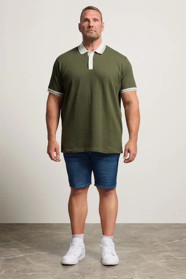 BadRhino Khaki Green Mini Check Polo Shirt