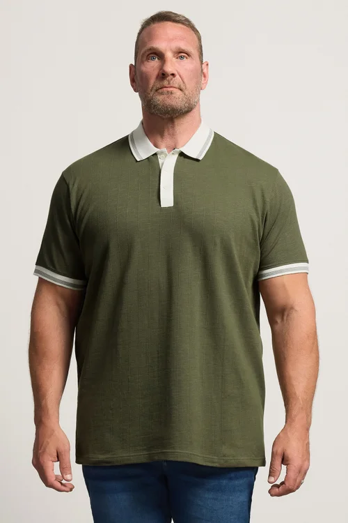BadRhino Khaki Green Mini Check Polo Shirt - 5-6XL Image 1