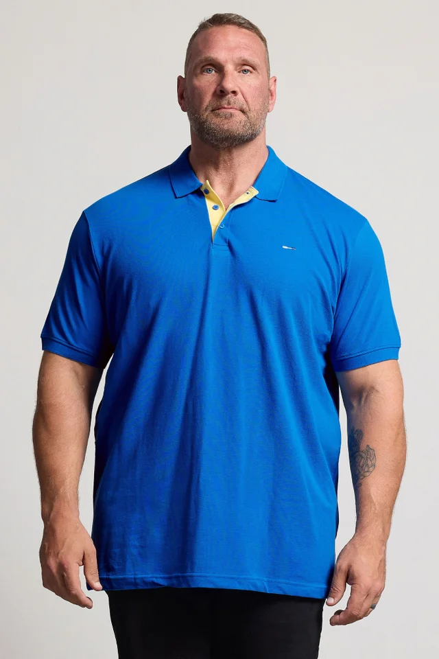 BadRhino Blue & Yellow Contrast Polo Shirt