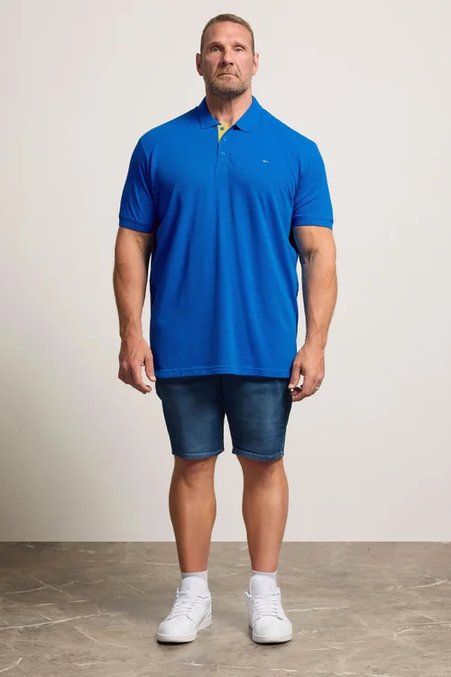 BadRhino Blue & Yellow Contrast Polo Shirt - 5-6XL Image 3