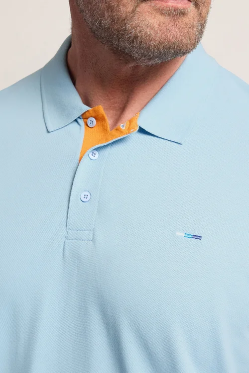 BadRhino Light Blue Contrast Short Sleeve Polo Shirt - 4XL Image 4