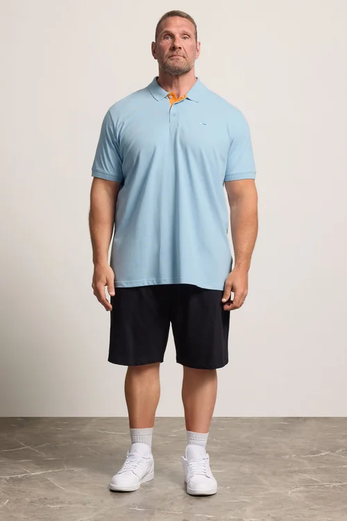 BadRhino Light Blue Contrast Short Sleeve Polo Shirt - 4XL Image 2