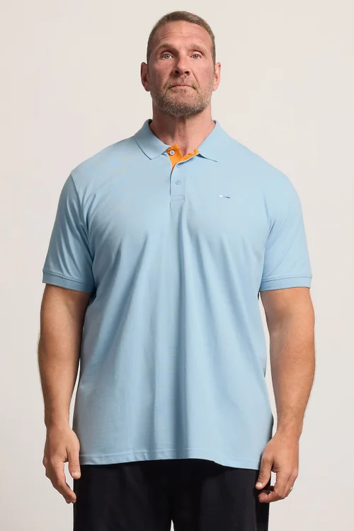 BadRhino Light Blue Contrast Short Sleeve Polo Shirt - 4XL Image 1