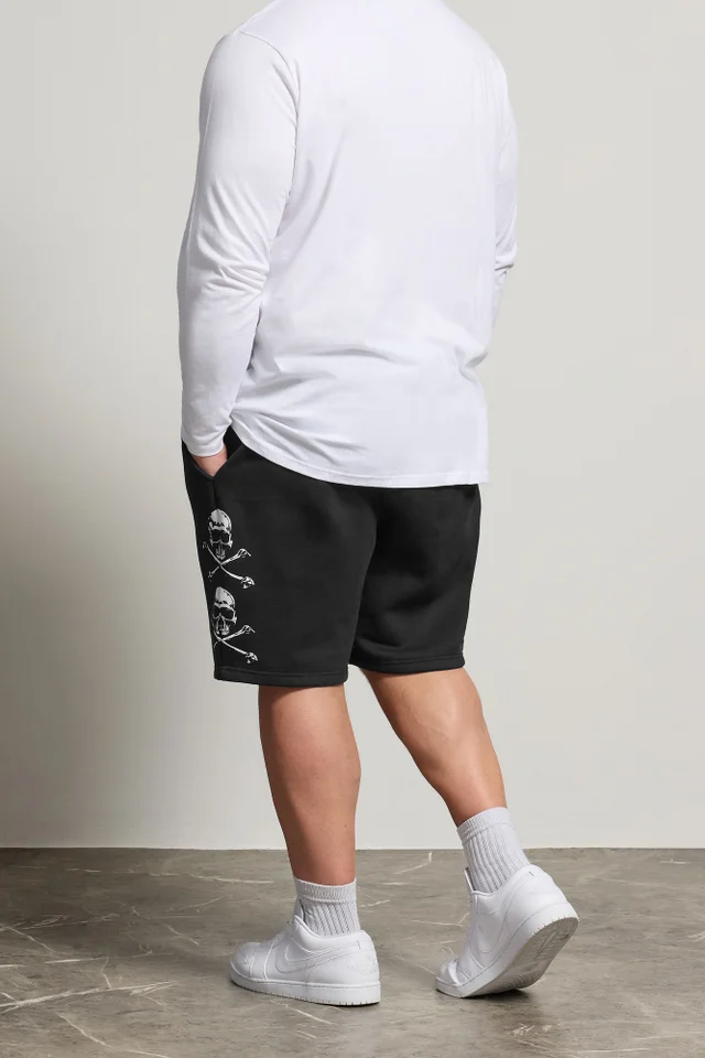 BadRhino Black Skull Printed Jogger Shorts