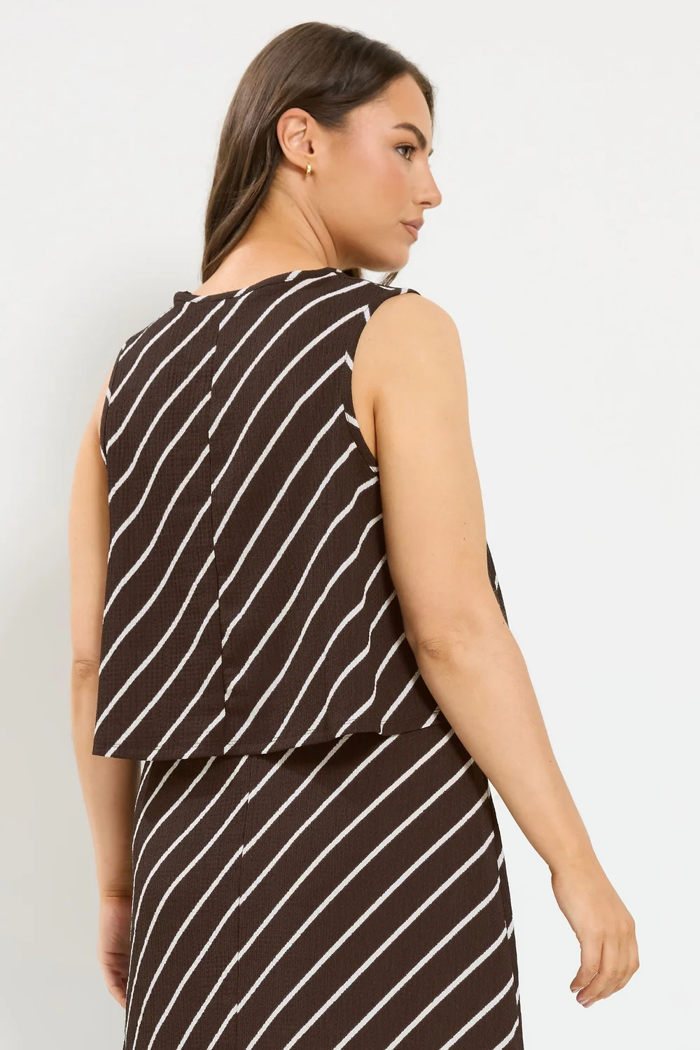 Yours Curve Chocolate Brown Stripe Vest Top - 22-24 Image 3