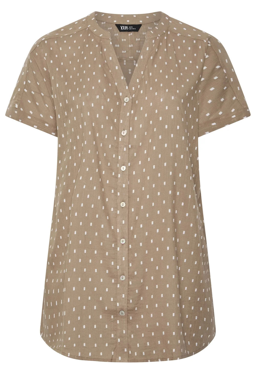 Yours Curve Mocha Brown Notch Neck Dobby Blouse - 18 Image 5