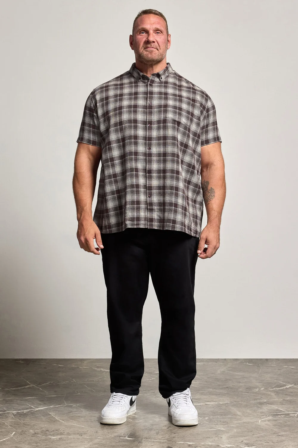 BadRhino Brown Check Stripe Short Sleeve Shirt - 3XL Image 2