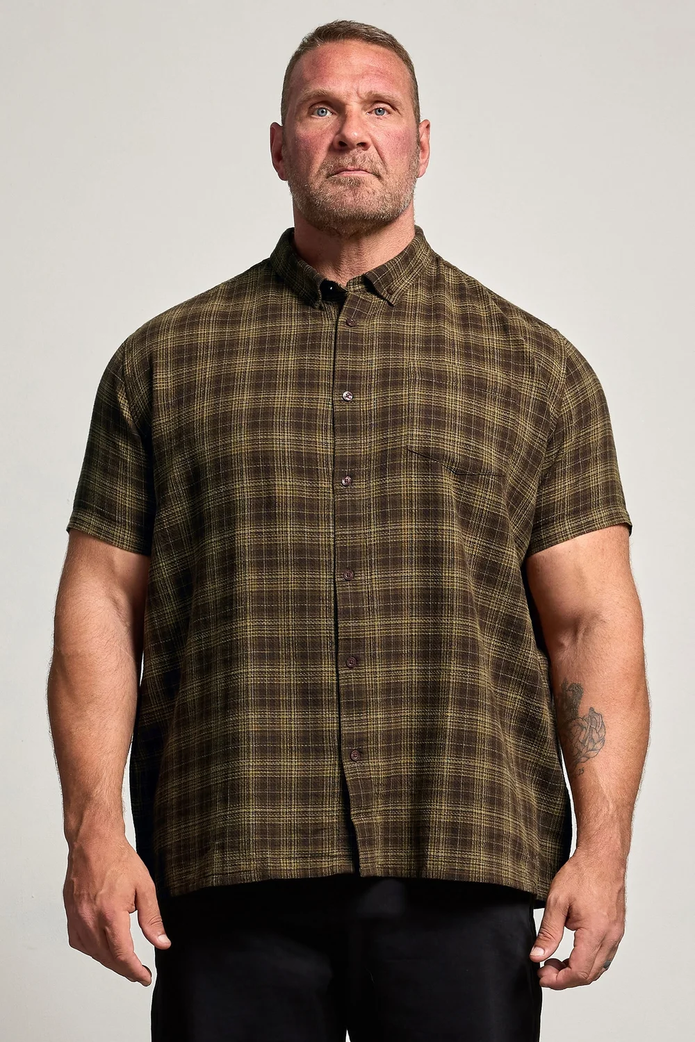 BadRhino Brown Check Stripe Short Sleeve Shirt - 3XL Image 1