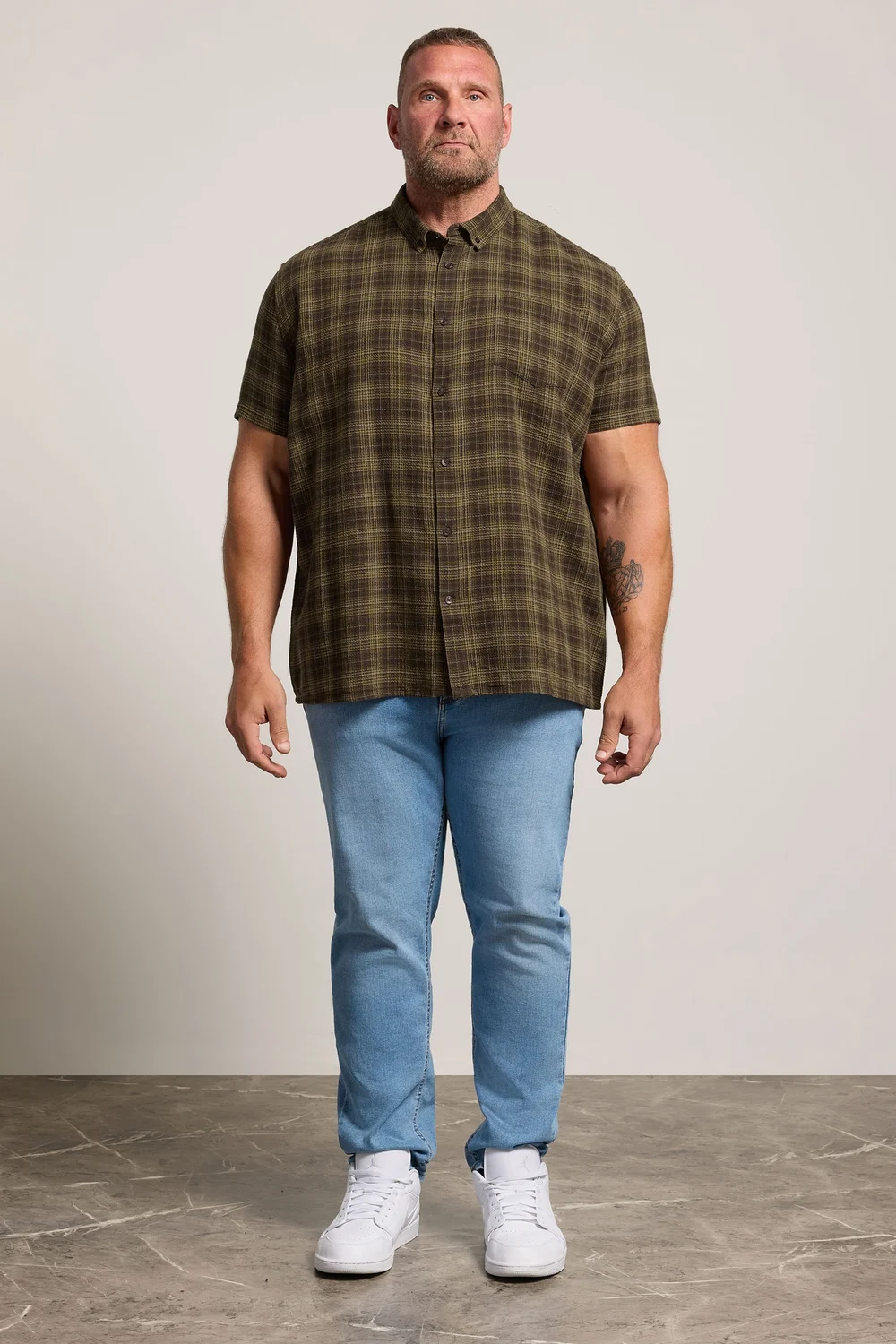 BadRhino Brown Check Stripe Short Sleeve Shirt - 3XL Image 2