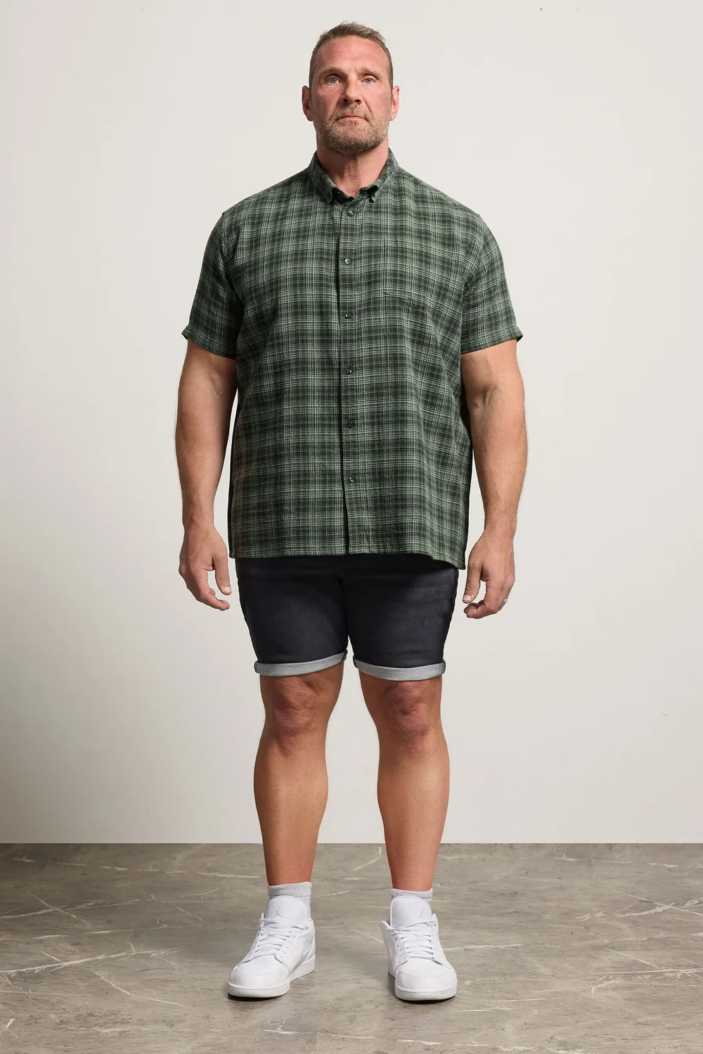 BadRhino Green Check Print Short Sleeve Shirt - 7-8XL Image 2
