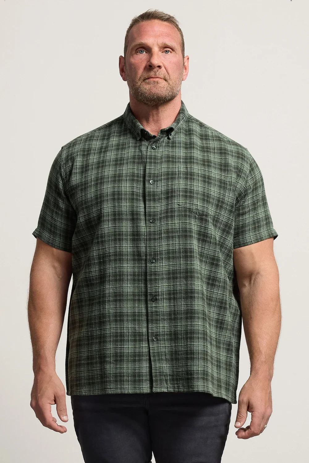 BadRhino Green Check Print Short Sleeve Shirt - 7-8XL Image 1
