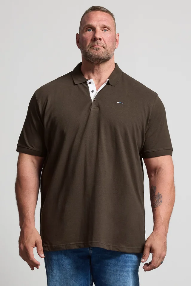 BadRhino Contrast Brown Short Sleeve Polo Shirt