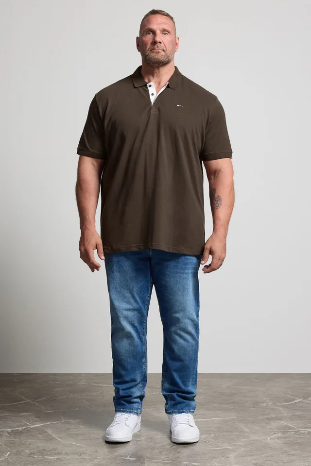 BadRhino Contrast Brown Short Sleeve Polo Shirt