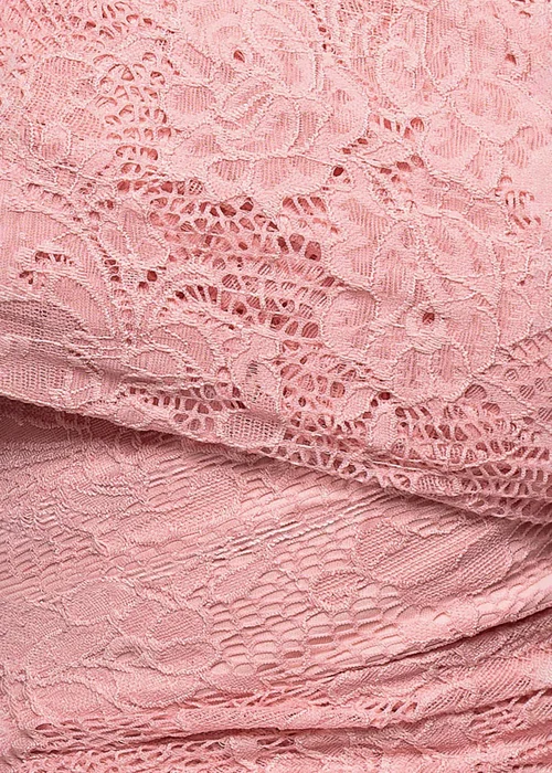 Goddiva Blush One Shoulder Pleated Bardot Lace Maxi Dress - 14 Image 4