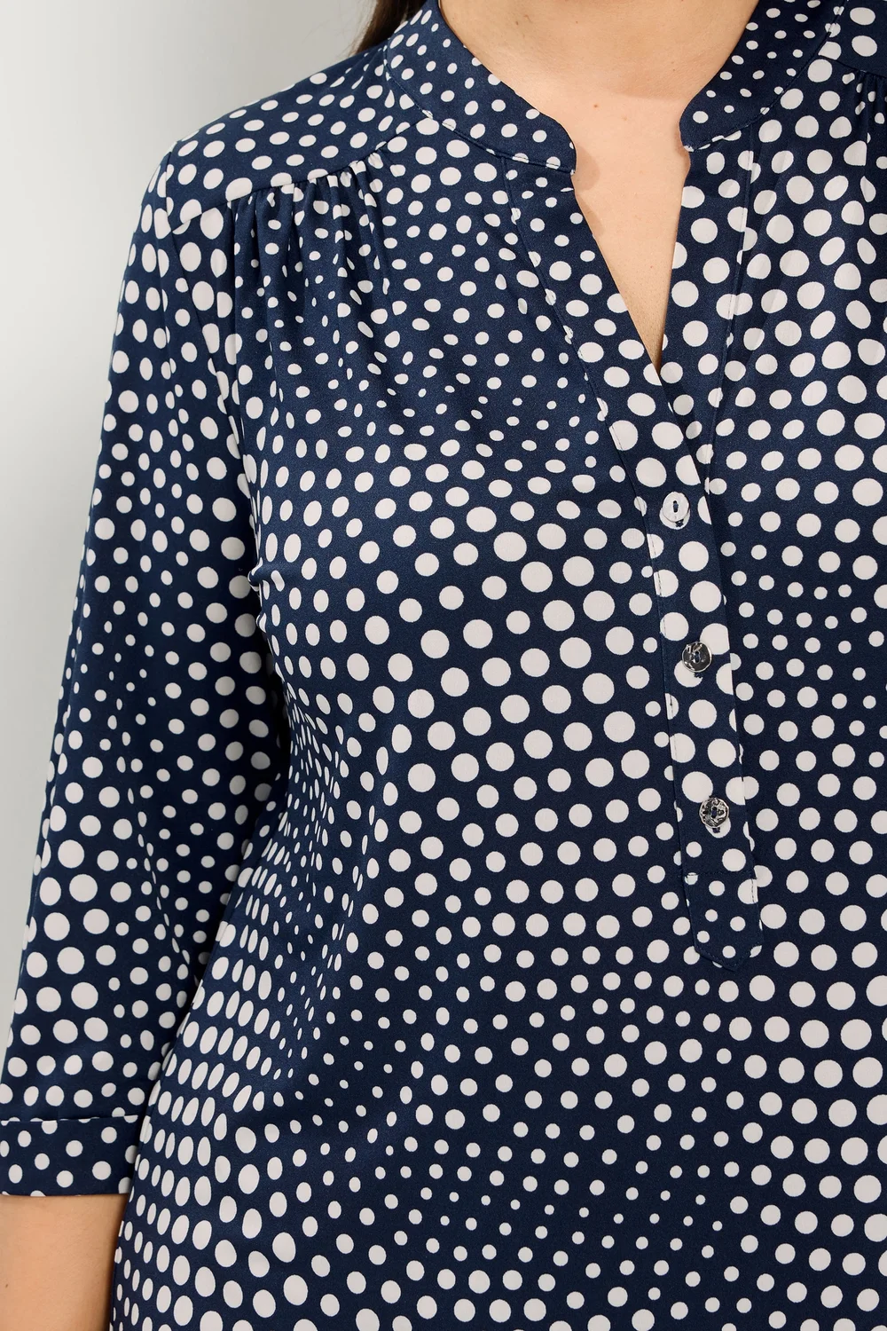 Yours Curve Navy Blue Polka Dot Half Placket Shirt - 26-28 Image 5