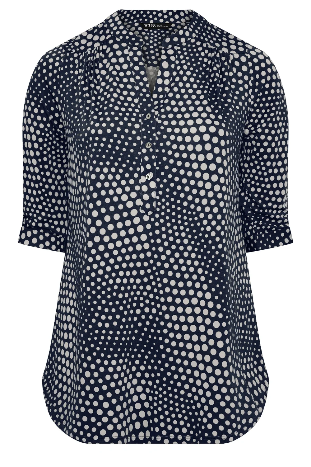 Yours Curve Navy Blue Polka Dot Half Placket Shirt - 26-28 Image 4