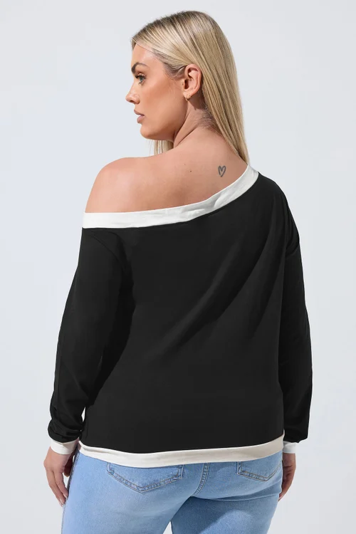 Yours Limited Collection Curve Black Contrast Off Shoulder Top - 26-28 Image 3