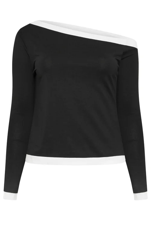 Yours Limited Collection Curve Black Contrast Off Shoulder Top - 26-28 Image 5