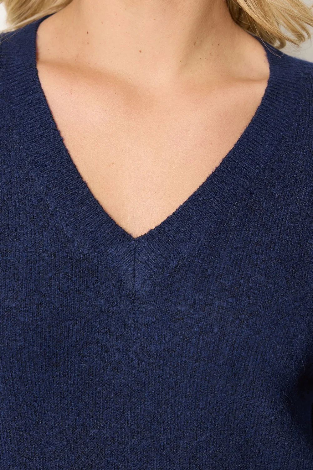 Yours Curve Navy Blue V-Neck Soft Touch Jumper - 18-20 Image 5