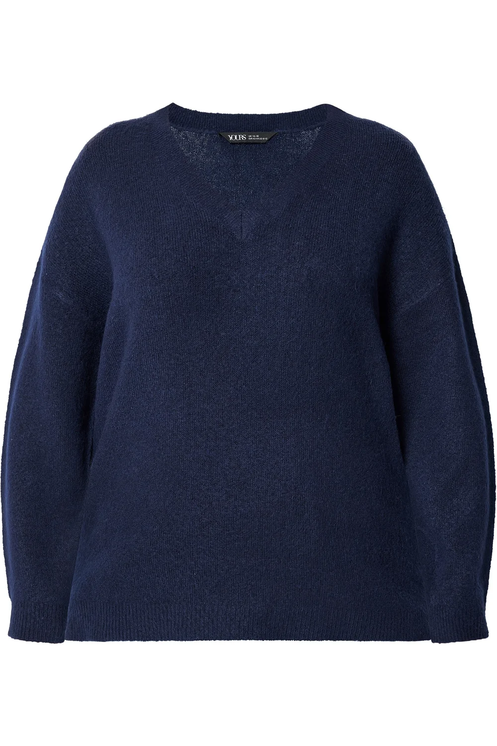 Yours Curve Navy Blue V-Neck Soft Touch Jumper - 18-20 Image 4
