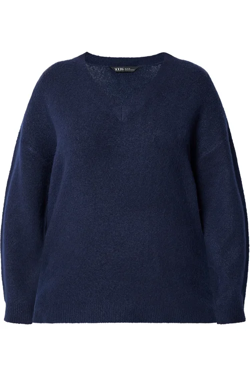 Yours Curve Navy Blue V-Neck Soft Touch Jumper - 18-20 Image 4