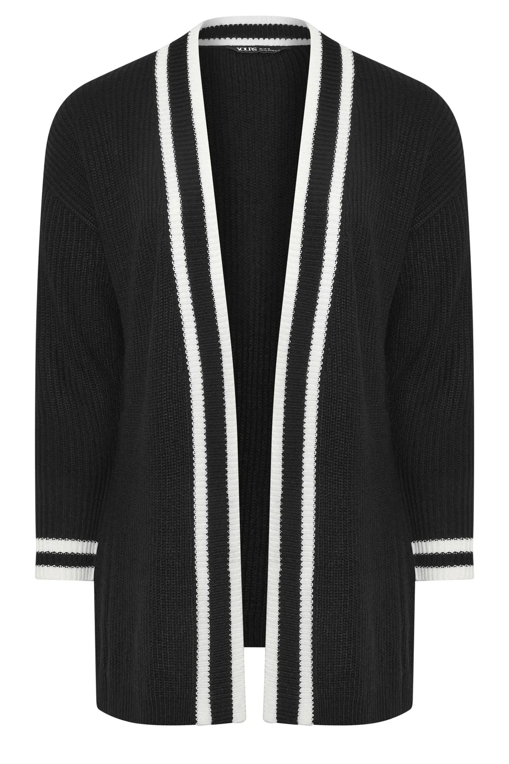 Yours Curve Black Contrast Edge Cardigan - 14-16 Image 2