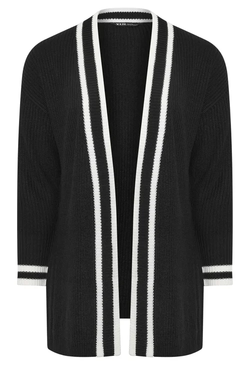 Yours Curve Black Contrast Edge Cardigan - 14-16 Image 2