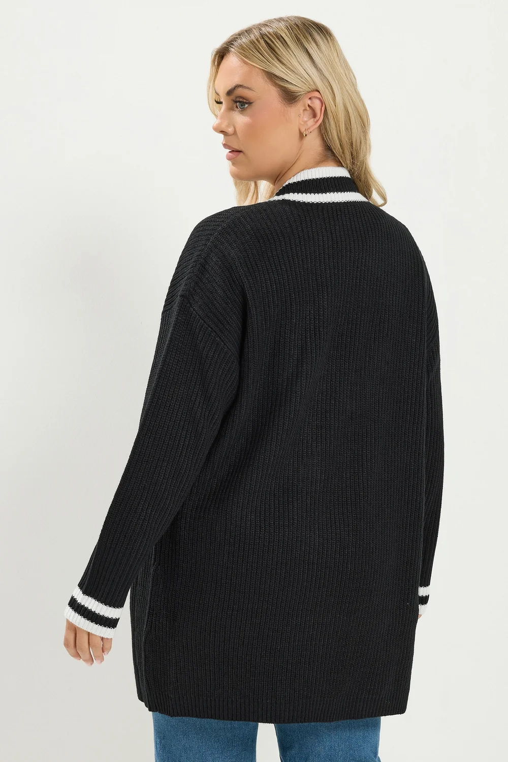 Yours Curve Black Contrast Edge Cardigan - 14-16 Image 4