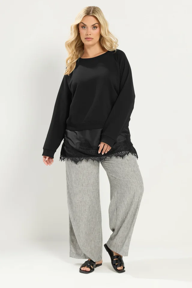 Yours Curve Black Lace 2-In-1 Jumper